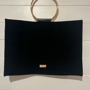 Carolina Herrera Black Velour and Gold Bag